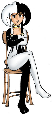 Legs crossed.